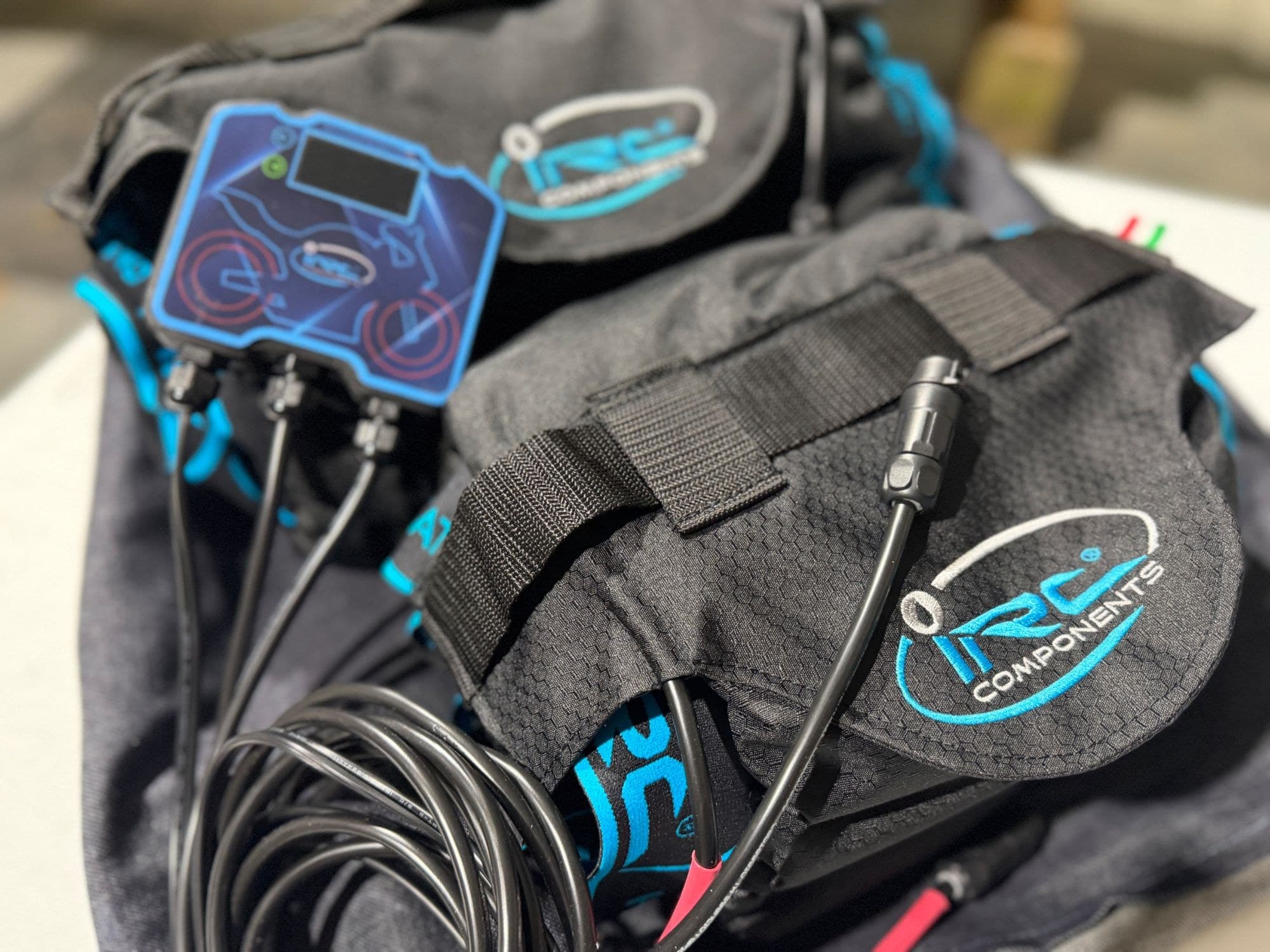 IRC Components tire warmer with its digital controller and power cables